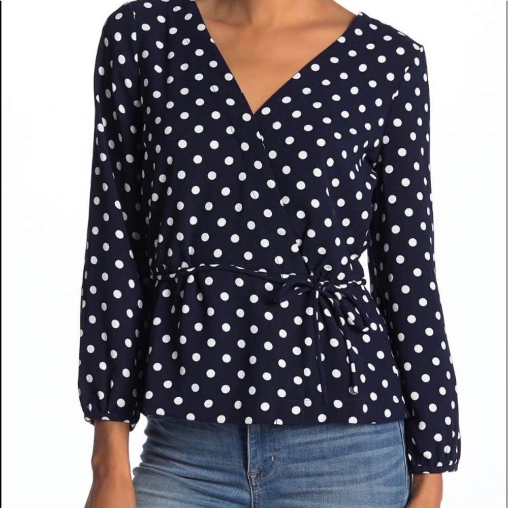 J.Crew Faux Wrap POLKADOT blouse